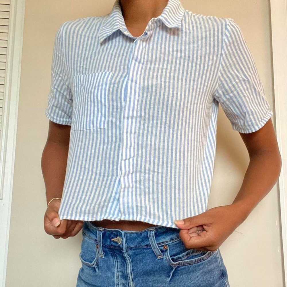 pacsun striped collared crop top